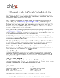 Chi-X Australia awarded Best Alternative Trading System in Asia