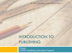 Introduction to Publishing Preece WPHS Publishing Internship
