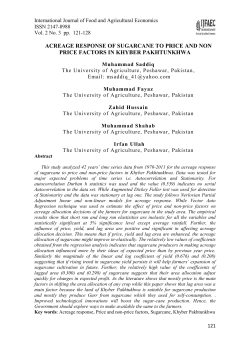 acreage response of sugarcane to price and non price factors in