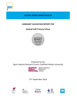 SCHOOL GAMES Mark 2015/16 SUMMARY VALIDATION REPORT