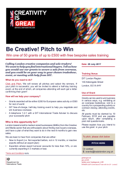 Be Creative! Pitch to Win - Creative Industries Federation