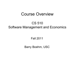 Course Overview CS 510 Software Management and Economics