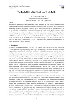 The Probability of the Truth on a Truth Table