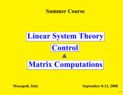 Linear System Theory Control Matrix Computations