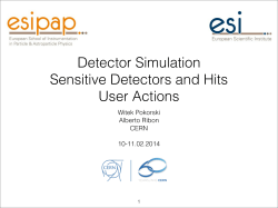 Detector Simulation Sensitive Detectors and Hits User Actions