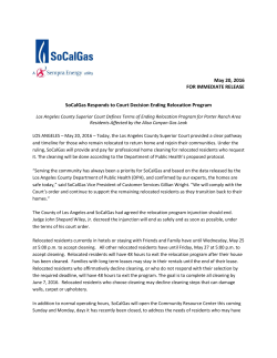 SoCalGas Responds to Court Decision Ending Relocation Program
