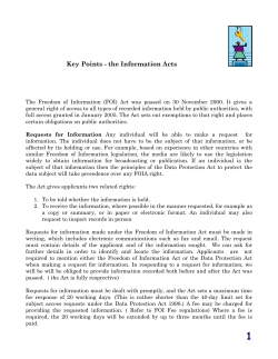 Key Points the Information Acts