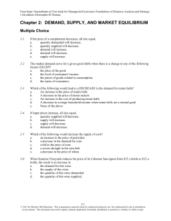 DEMAND, SUPPLY, AND MARKET EQUILIBRIUM