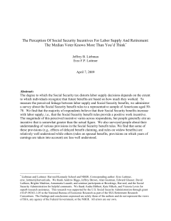 The Perception Of Social Security Incentives For Labor Supply And