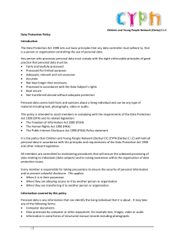 Data Protection Policy - Community Action Derby