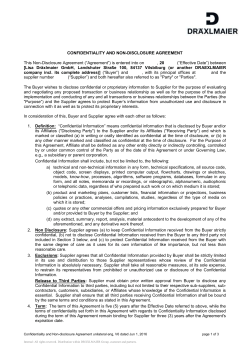 confidentiality and non-disclosure agreement
