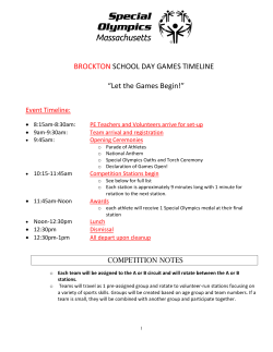 BROCKTON SCHOOL DAY GAMES TIMELINE “Let the Games Begin!”