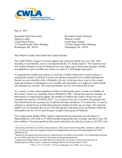 CWLA Letter on the American Health Care Act