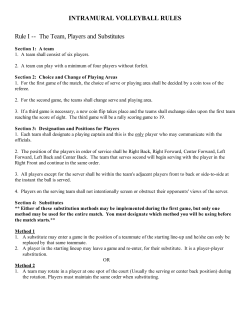 INTRAMURAL VOLLEYBALL RULES Rule I -