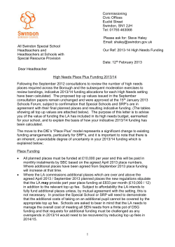 Letter to head teachers in special schools and schools with SRP`s