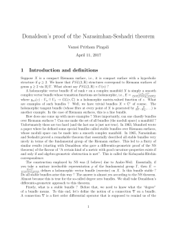 Donaldson`s proof of the Narasimhan-Seshadri theorem