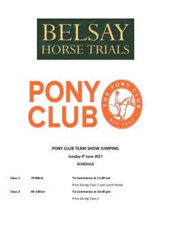 PONY CLUB TEAM SHOW JUMPING Sunday 4 h June 2017