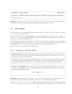 Lecture 2: ERM, Finite Classes and the Uniform