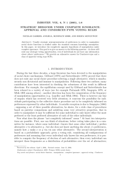 IMHOTEP, VOL. 6, N 1 (2005), 1-8 STRATEGIC BEHAVIOR UNDER