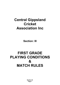 Central Gippsland Cricket Association Inc FIRST GRADE PLAYING