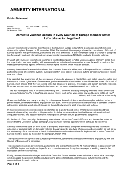 Domestic violence occurs in every Council of Europe member state