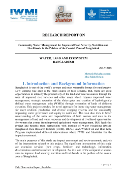 Research report onCommunity Water Management for Improved