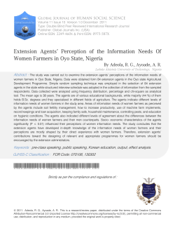 Extension Agents` Perception of the Information Needs Of Women