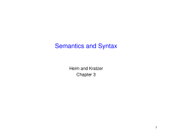 Semantics and Syntax