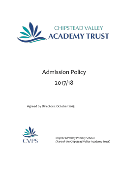 Chipstead Valley - Admission Policy 2017 -18