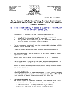 Revised Rates of Pay in respect of Supervision /substitution for the