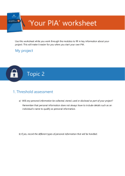 Your PIA* worksheet