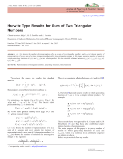 Hurwitz Type Results for Sum of Two Triangular Numbers
