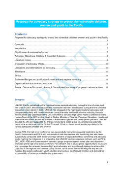 Proposal for advocacy strategy to protect the vulnerable