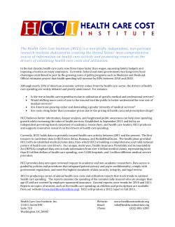 The Health Care Cost Institute (HCCI) is a non