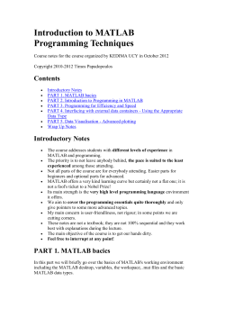 Introduction to MATLAB Programming Techniques