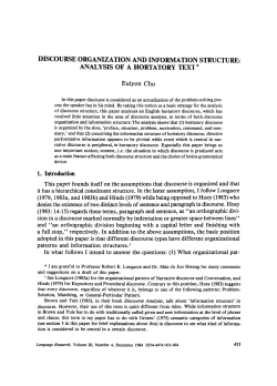 discourse organization and information structure: analysis - S