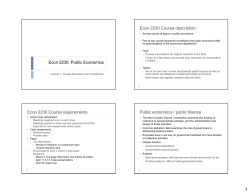 Econ 2230: Public Economics Econ 2230 Course description Econ