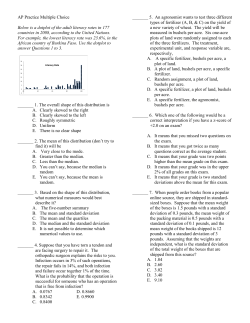 AP Practice Multiple Choice Below is a dotplot of the adult literacy