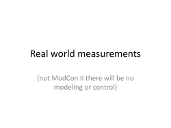 A new semester - Real World Measurements
