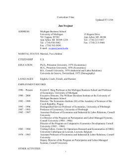 Curriculum Vitae - University of Michigan`s Ross School of Business