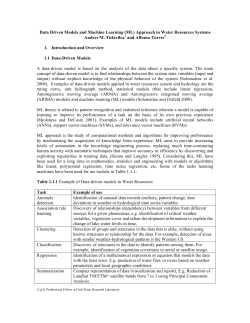 Data Driven Models and Machine Learning (ML) Approach in Water