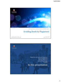 Avoiding Death by Plagiarism!