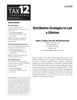 Session J1. Distribution Strategies to Last a Lifetime (2012)
