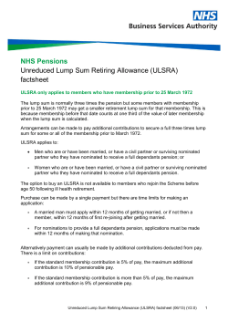 unreduced lump sum retiring allowance factsheet