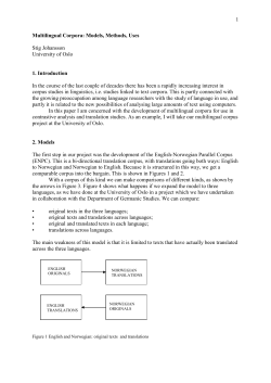 Multilingual Corpora: Models, Methods, Uses