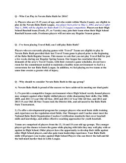 Q &ndash; Who Can Play in Novato Babe Ruth for 2016? A: Players who