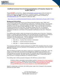 Comment Form for Protection System Maintenance and