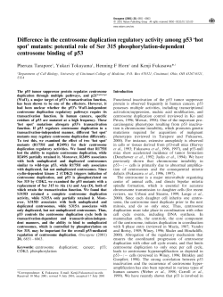 Di erence in the centrosome duplication regulatory activity