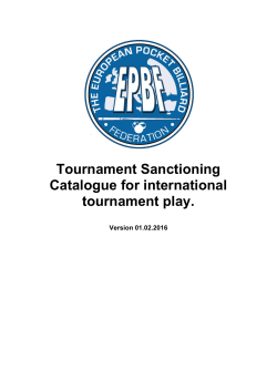 Tournament Sanctioning Catalogue for international tournament play.