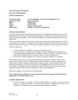 MGT 410 Strategic Management - College of Business Administration